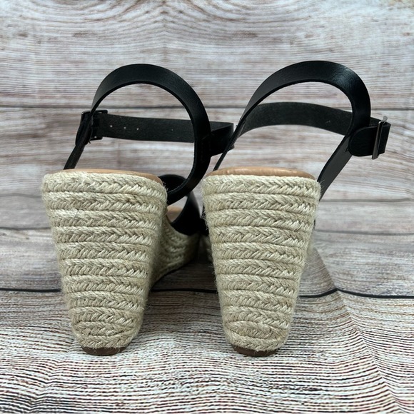 Torrid Raffia Black Faux Leather Open Toed Wrapped Wedge Sandal Size 8.5 - Picture 5 of 12